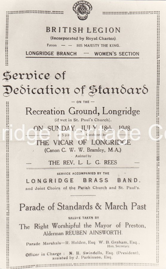 163A - Royal British Legion - Poster re new standard dedication event 18th July - 1948